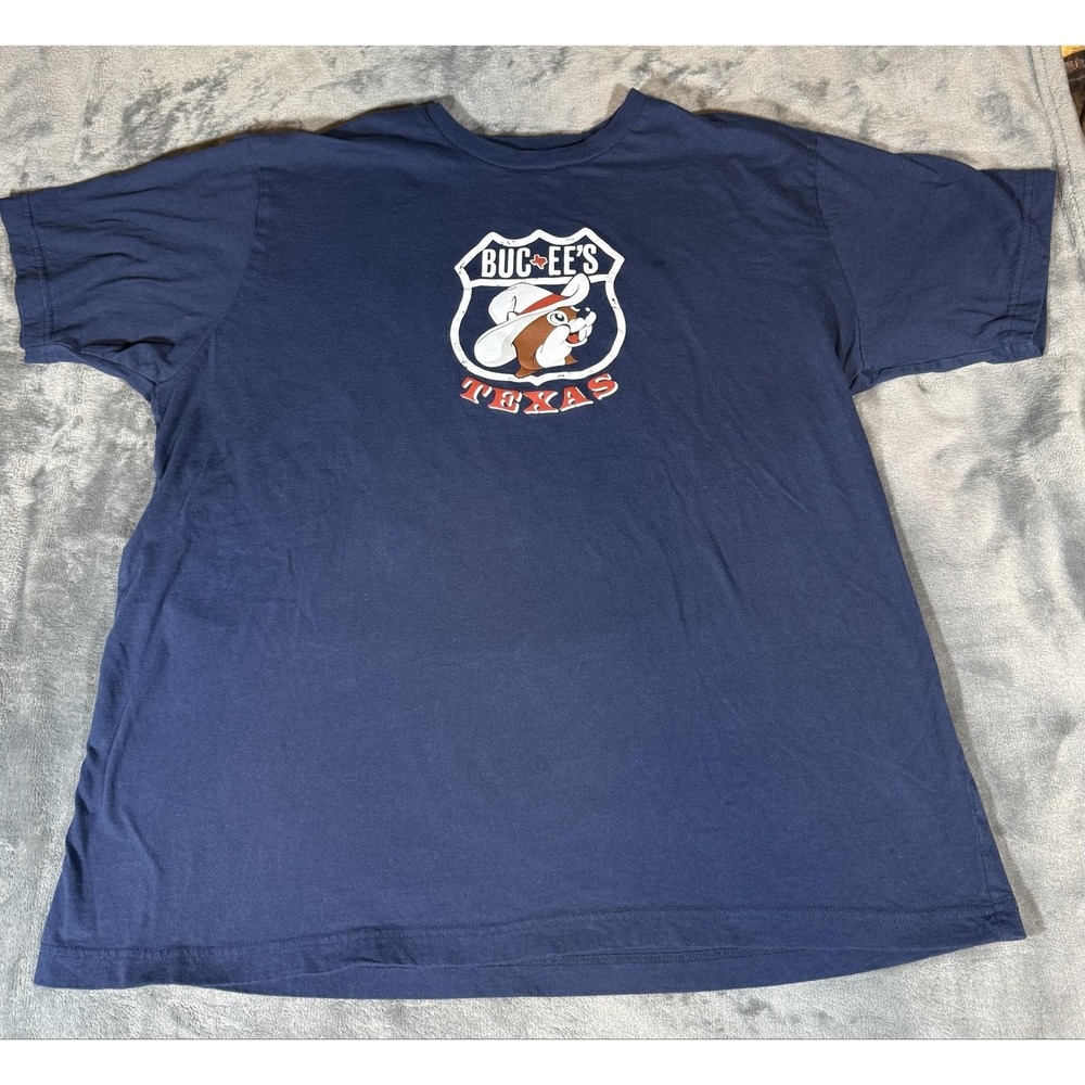 Buc-ee's Shirt Mens 2XL Blue Texas Map All Roads Lead To Buc-ee's Graphic Tee